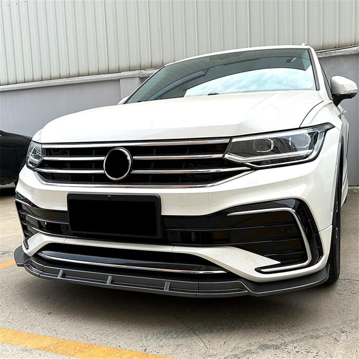 Автомобільний передній губний спойлер для VW Tiguan L Tiguan R Line 2021 2022 2023, Передні бампери Губа Кузов Автозапчастини Автомобільний захист від зіткнень,- Чорний звичайний - Чорний