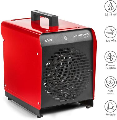 Тепловентилятор TROTEC TDS 29 E теплова потужність 2,5 кВт / 5 кВт будівельний обігрівач, об&39єм повітря 430 м/год тепловентилятор для майстерень, промисловості, цехів, гаражів