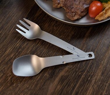 Набір титанових кемпінгових столових приборів iBasingo для кемпінгу, на відкритому повітрі, ложка, ніж, виделка, відкривачка для пляшок, невеликий легкий багаторазовий набір столових приборів для кемпінгу, риболовлі, походів, пікніка, барбекю, 3 шт. Ti107