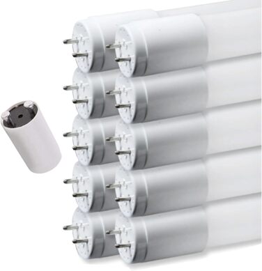 Чиста світлодіодна трубка з 10 шт. 120 см - СКЛО T8 G13 - нейтральний білий (4000K) - 18 Вт (замінює 36 Вт) - 1800 люмен - включно зі стартером - люмінесцентна трубка Неонова трубка трубка лампа Світлодіодна трубка