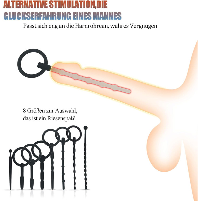 Розкішний набір з 8 уретральних розширювачів, силіконовий уретральний розширювач, багатофункціональні пробки, секс-іграшки, пеніс, стимуляція простати, еротична секс-іграшка для чоловіків, соло (чорний)