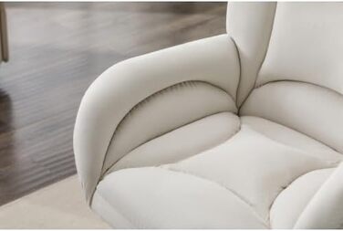 Бежеве робоче крісло з підголівником регульоване по висоті обертове крісло з велюрової тканини, крісло для домашнього офісу з підлокітниками та золотими ніжками, легке складання