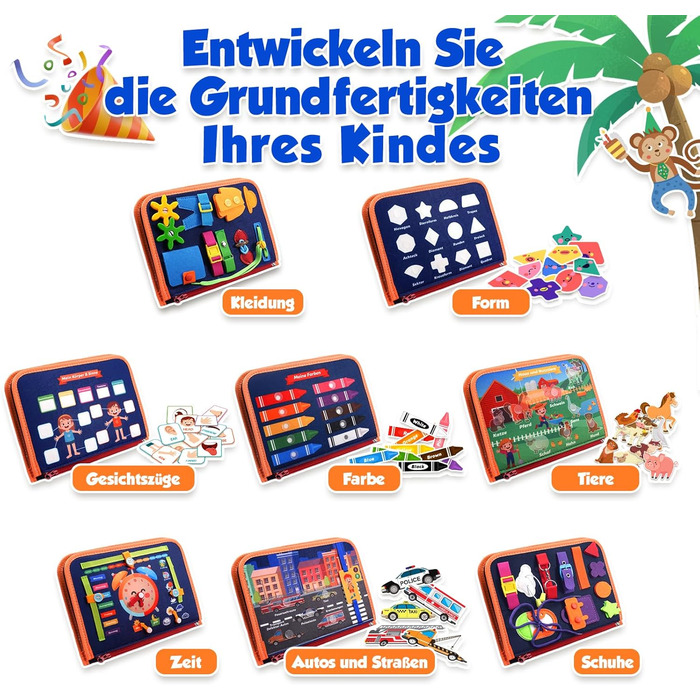 Бізіборд Монтессорі ZOOI Busy Board, 9 сторін для навчання