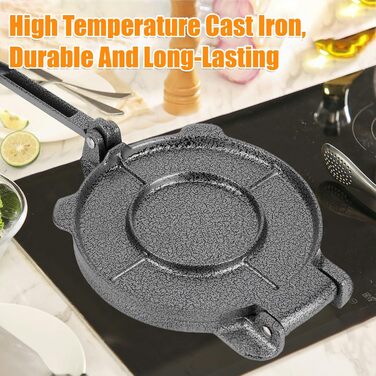 Чавунний прес GAESHOW Taco, прес для тортильї, прес для кукурудзяного борошна, виробник тортильї, чавунний прес для тортильї, прес для тіста для домашніх коржів, інструмент для млинців, 16,5 см