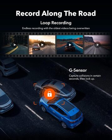 Камера заднього огляду WOLFBOX G930 4K, передня та задня камера реєстратора для автомобіля з 64 ГБ, сенсорна камера заднього виду дзеркала заднього виду, монітор паркування