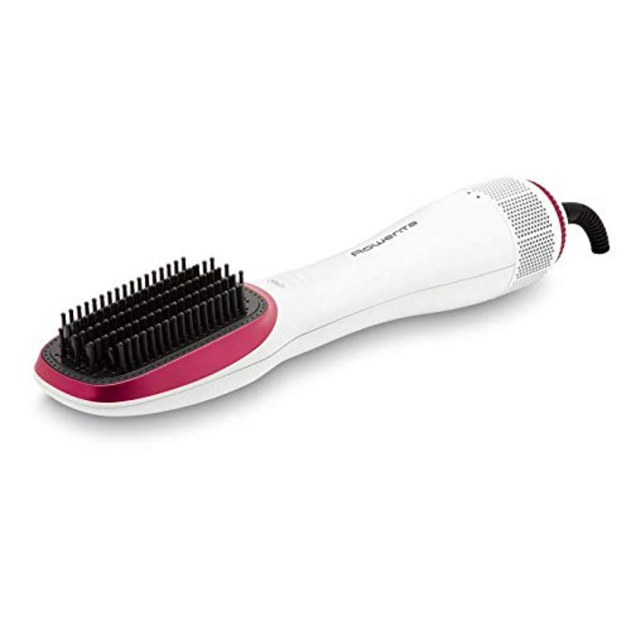 Стайлер для волосся 2-в-1 Rowenta CF6220 Wonder Air Brush фен-щітка та вирівнювач, 900 Вт, іонізація, з чохлом для зберігання, білий/рожевий