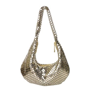 Жіноча сумка на вечірку, клатч з металевими паєтками, золота однотонна сумочка на ланцюжку