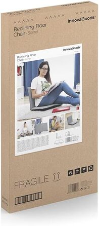 Підлоговий шезлонг InnovaGoods Sitinel, зручний та функціональний, з регульованою спинкою та м&39якою подушкою, чорно-сірого кольору, пластик та 60 бавовна, ідеально підходить для відпочинку та релаксу.