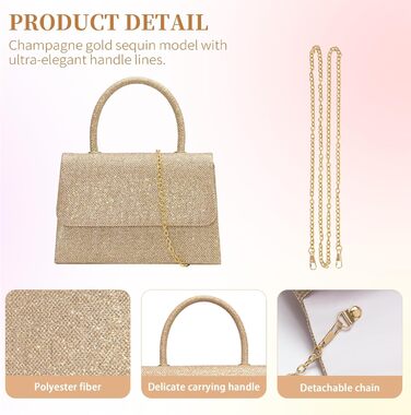 Клатч Larcenciel, блискуча жіноча сумочка зі знімним ланцюжком, металева вечірня сумка з блискітками для весілля, вечірки, побачення, золоті блискітки