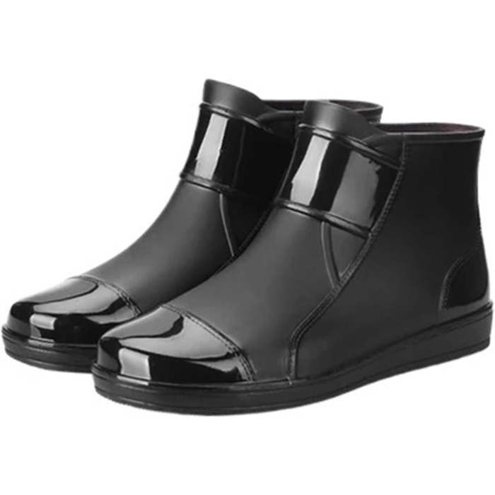 Чоловіче гумове взуття, чоловічі гумові чоботи, коротке гумове робоче взуття для вулиці, водонепроникне, бавовняне, тепле, чорне, розмір EU 41