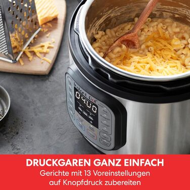 В-1 5.7 л - скороварка, мультиварка, рисоварка, сотейник, йогуртниця, пароварка та підігрівач їжі, чорна/нержавіюча сталь Duo 5.7 літрів, 7-