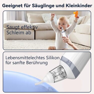 Електричний назальний аспіратор Yeerain Nasal Aspirator Baby, назальний аспіратор дитячий пилосос професійний з 3 силами всмоктування, музикою та світлодіодним світлом, заспокійливою функцією та силіконовими наконечниками 3 розмірів