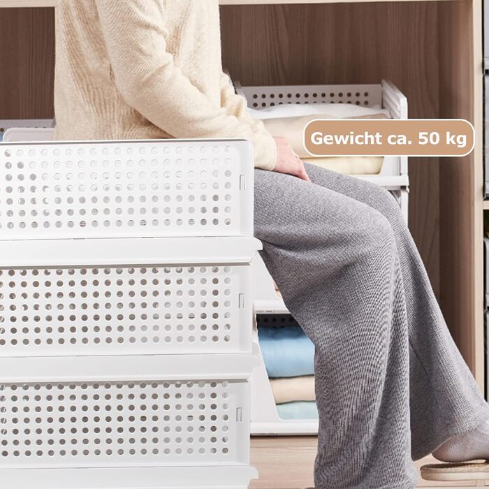 Організатор для шафи з 3 предметів, складна коробка для зберігання, система організації для шухляд, шафок, гардеробів (білий) білий*3