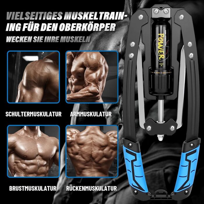 Гідравлічний силовий тренажер - Регульований тренажер для верхньої частини тіла 10-200 кг для силових тренувань рук і передпліч, біцепсів і грудей - пружина King, Power Twister, тренажер для рук, еспандер