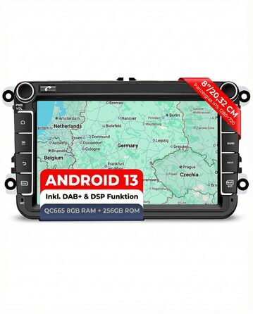 Автомагнітола MIC AV8V7-Ultra на Android 13 з навігацією Snapdragon 665, 8 ГБ 256 ГБ, 8 дюймів, DSP, SIM-карта, бездротовий зв&39язок Apple CarPlay та Android Auto, DAB, CANBUS, GPS для VW/KODA/SEAT (заміна RNS/RCD)