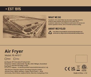 Фритюрниця PARIS RHNE 9.5 л, фритюрниця XXL двокамерна з оглядовим вікном, фритюрниця 12-в-1, смаження гарячим повітрям без олії, безпечна посудомийна машина, аерофритюрниця енергозберігаюча 9.5 л чорна