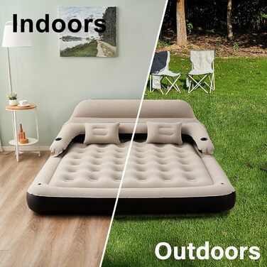 Надувний матрац RAPTAVIS King Size, розкладний диван з узголів&39ям та подушкою, надувне ліжко для ночівлі на свіжому повітрі