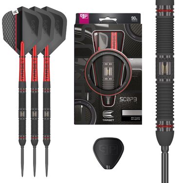 Набір дротиків Target Darts Scipe Swiss Point Steeldarts, 90 вольфрам Набір дротиків Steeldarts, дротики червоного та чорного кольору, професійний набір дротиків зі швейцарськими наконечниками та інструментом Ствол 01/02/03/04 21G/22G/23G/24G/25G 23G Ство
