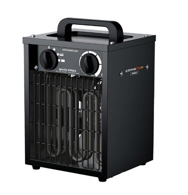 Електричний вентилятор-обігрівач 3 кВт з термостатом, IP24 EH-3 PRO, обігрівач для майстерні, 495 м/год, радіатор, обігрівач для гаража, обігрівач для будівництва, енергозберігаючий вентилятор-обігрівач