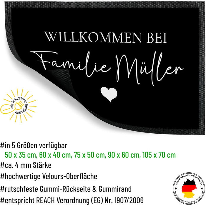 Декоративний килимок для дверей Ласкаво просимо True Statements - персоналізований прізвищем або власним текстом - веселий декоративний килимок як подарунок на новосілля для використання в приміщенні та на вулиці - тонкий, нековзний, 50 x 35 см, чорний