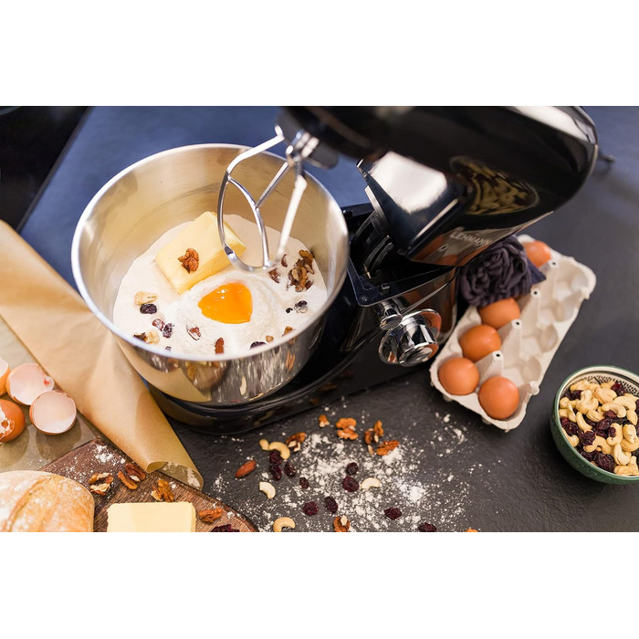 Планетарний кухонний комбайн Lehmann з чашею з нержавіючої сталі 5 л Багатофункціональний міксер 2200 Вт 6-швидкісна тістомісна машина Включаючи кришку для бризок, гачок для тіста та віночок