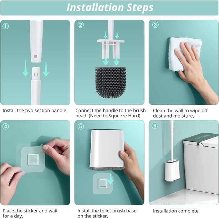 Щітка для туалету силіконова, щітка для туалету силіконова з тримачем для швидкого висихання, щітка для туалету настінна та стояча