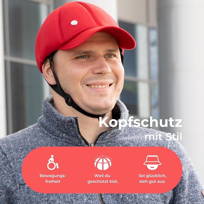 Медичний захисний шолом Ribcap Baseball Cap безпечний та стильний захист голови для тих, хто ризикує впасти Червоний Ідеально підходить для людей з епілепсією, дорослих, людей похилого віку та активного відпочинку