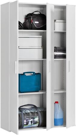 Багатофункціональна шафа з ламінованої деревини з 3 дверцятами на петлях та 6 полицями. Розміри LAP приблизно 95,6 x 167 x 33,4 см