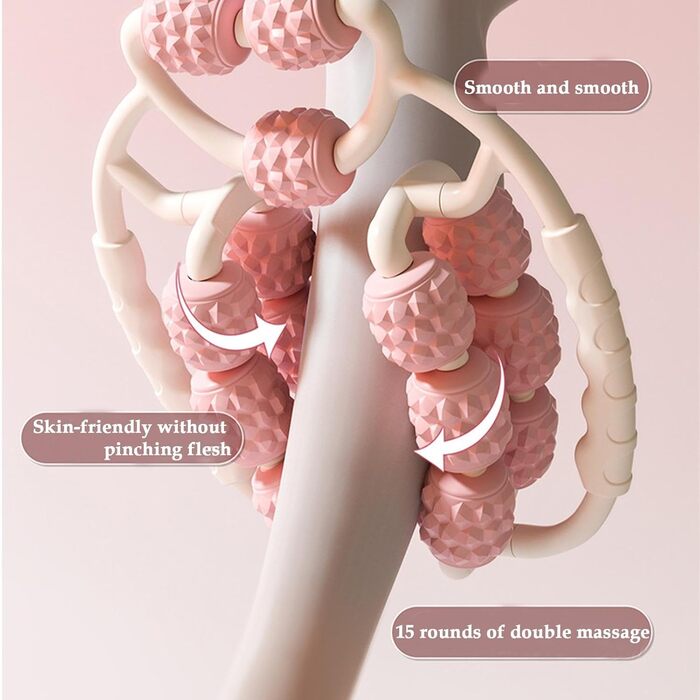 Валик для м'язів ніг Ролик для масажу литок пінний ролик з 15 колісними точками, масажер глибоких тканин на 360, фітнес-вправи, масажер для жінок і чоловіків Rose