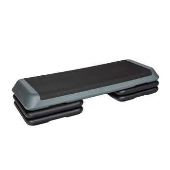 Степер TREXO для аеробного фітнесу для кардіотренувань, аксесуар для домашнього спортзалу з регульованою висотою (10, 15, 20 см), підходить для тренувань до 250 кг, чорний/рожевий, 109 x 41 см, TRX-AS01 сірий