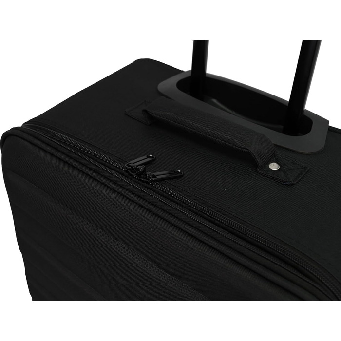 Дорожня валіза-візок SIGN Fabric Suitcase (набір ручної поклажі середньої та великої розмірів) компенсатор 5 см (чорний, ручна поклажа (60 см)) Ручна поклажа (60 см) Чорний