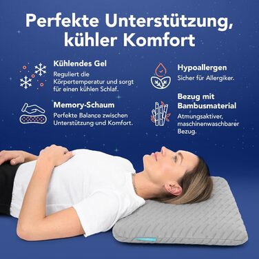 Подушка MKS Premium з піни з ефектом пам&39яті для сну на животі - висока якість та комфорт, висота 5 см, бамбуковий чохол