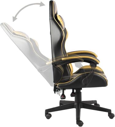 Ігрове крісло Чорно-золоте ігрове крісло зі штучної шкіри, модель 20520