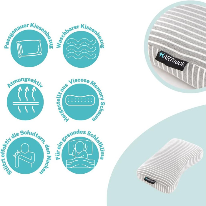 Подушка ОРІГІНАЛЬНА дорожня подушка - ортопедична подушка для підтримки шиї для сну на спині, животі та на боці, ідеальна дорожня подушка