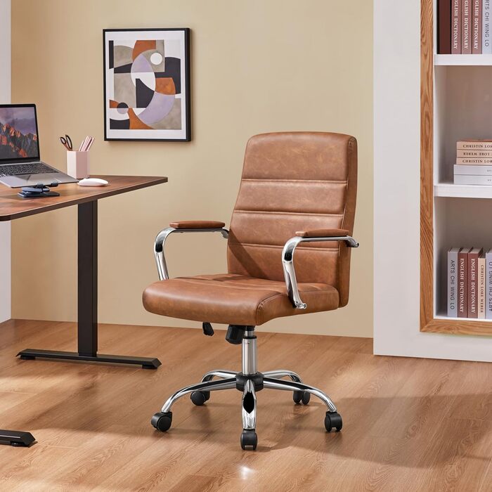 Офісне крісло Yaheetech, до 130 кг, штучна шкіра / метал, іржаво-коричневий