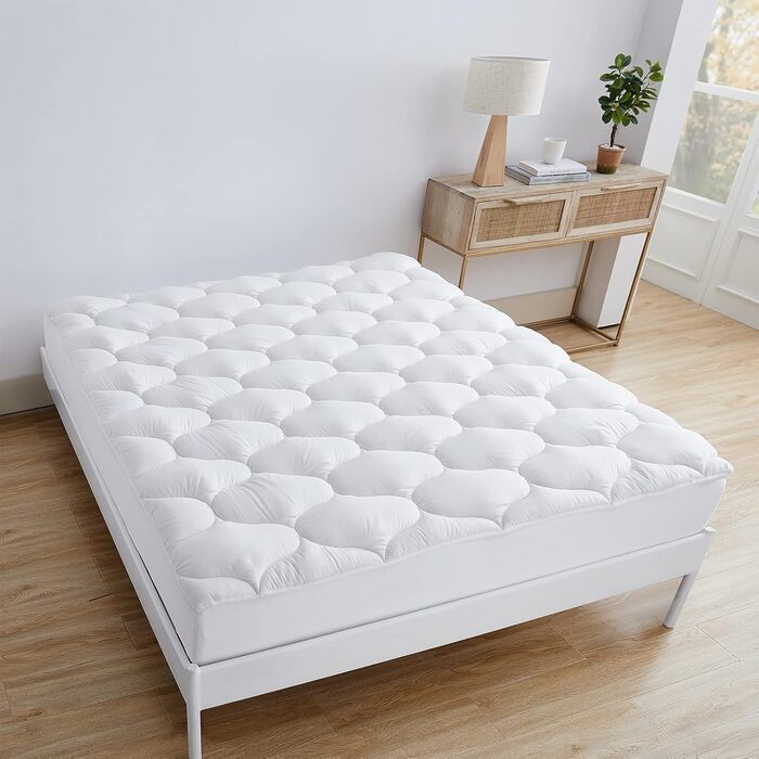 Наматрацник R.SHARE 180x200 см, м&39який топпер 180x200 см, дихаюча обгортка 360, потовщений топпер, можна прати, 3D-сітчастий чохол, сертифікований Oeko-Tex, білий, 180x200 см