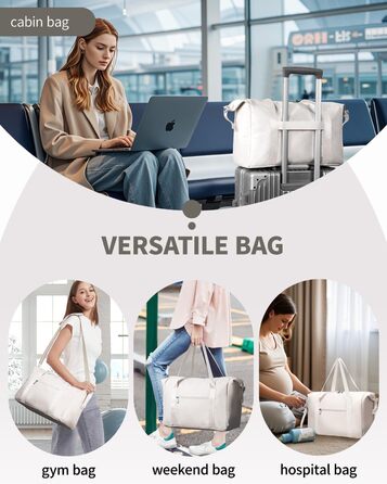 Ручна поклажа Narwey Ryanair 40x30x20 Дорожня сумка Сумка для ручної поклажі Спортивна сумка Водонепроникна сумка для вихідних у спортзал для жінок і чоловіків (бежева) A-beige Ryanair 40x30x20