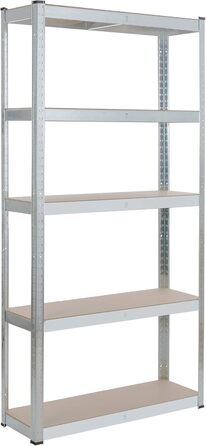 Надміцний стелаж Arebos, комплект з 2 шт. 180x90x30 см Вантажопідйомність 875 кг 5 полиць з МДФ Легке складання за допомогою вставної системи Оцинкований сріблястий колір