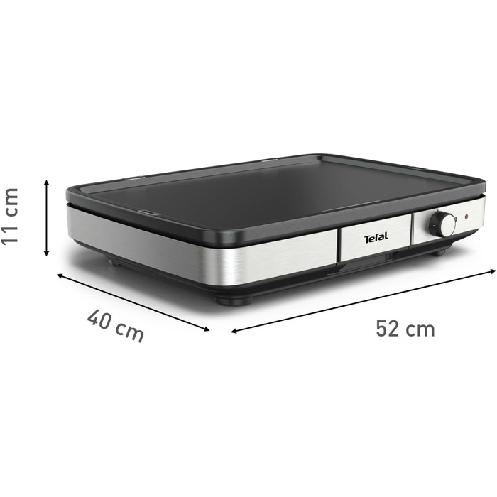 Електричний гриль-планча Tefal Maxi Plancha CB690D, велика антипригарна поверхня Теппаньякі, легке очищення, для використання в приміщенні та на вулиці, з вітрозахистом та лопаткою, 2300 Вт, чорний/сріблястий
