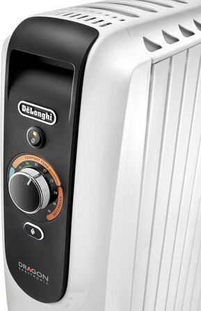 Масляний обігрівач для приміщень об&39ємом до 60 м, електричний обігрівач із запобіжним термостатом, 8 ребер, індивідуальне опалення 12 температурних налаштувань, портативний, 2000 Вт, білий (TRD50820) для приміщень об&39ємом до 60 м, 39Longhi Dragon Easy