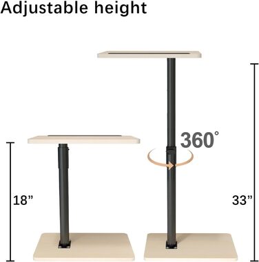 Приставний столик до дивана - журнальний столик з поворотом на 360 та регульованою висотою/дерев&39яний столик для дивана, столик з підлокітниками для дивана, приставний столик для закусок біля ліжка або крісла з відділенням для телефону/планшета (стандар