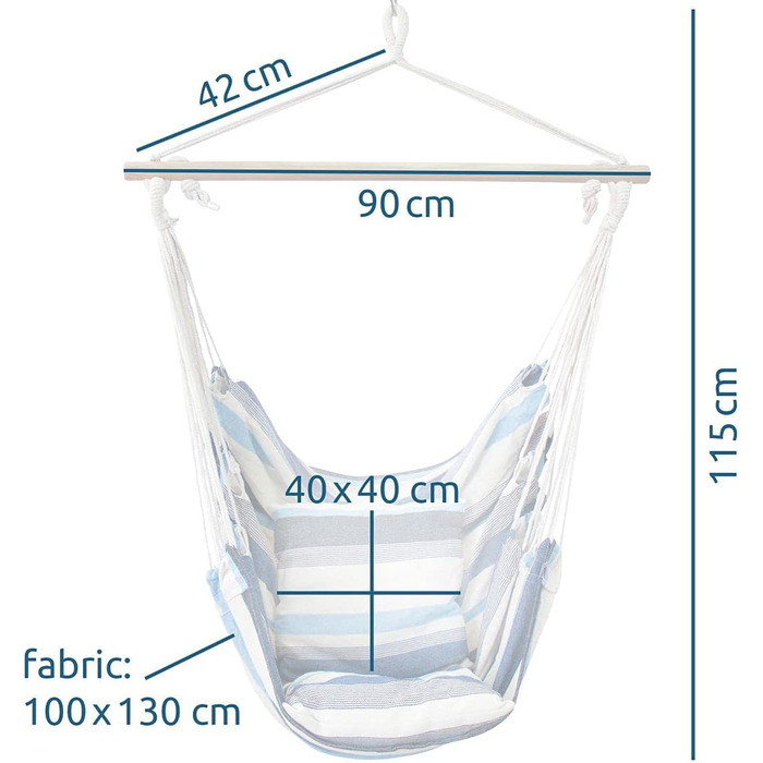 Підвісне крісло з 2 подушками - Гамак для сидіння - Вибір кольору Смарагдовий (зелений) або Aqua (синій) - максимальна вага 240 кг