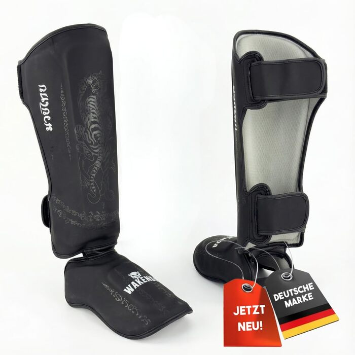 Щитки для гомілок WAKENDA Ідеально підходять для кікбоксингу, муай-тай, ММА Надійна посадка з ідеальною підкладкою для спарингу або роботи з щитками (L)