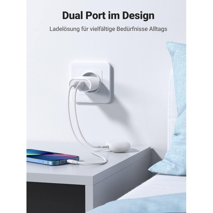 Зарядний пристрій 17W USB адаптер живлення 2-портовий 3.4A зарядний штекер з інтелектуальною технологією сумісний з iPhone 16/16 P