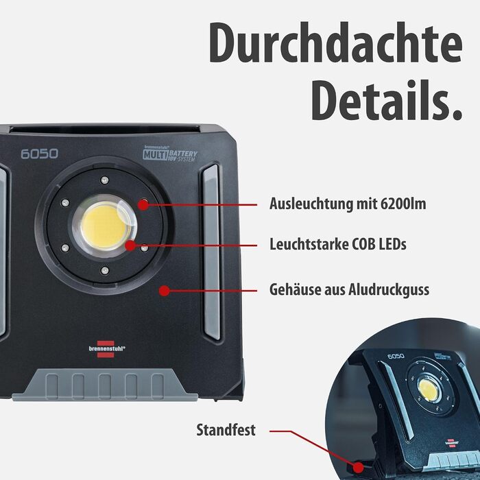 Професійний гібридний світлодіодний прожектор Brennenstuhl Professional Multi Battery 6050 MH 60Вт 6200лм