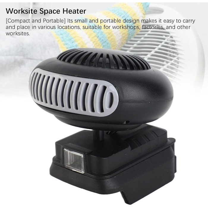 Портативний невеликий обігрівач, працює від батарейок для невеликих приміщень, 2 режими температури, обігрівач робочого місця, 170 Вт, 18 В, електричний вентилятор-обігрівач
