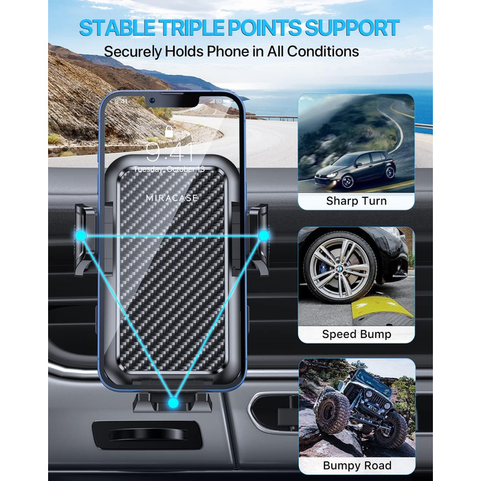 Автомобільний тримач для мобільного телефону Нековзний автомобільний тримач для мобільного телефону для вентиляційних отворів авто