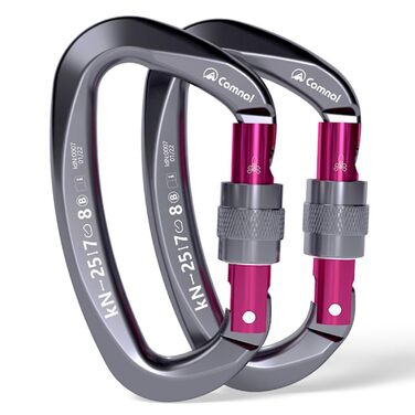 Міцний карабін із замком, сертифікований UIAA, 25 кН (близько 5620 фунтів), автоматично блокувальний карабін D-подібної форми, затискач для скелелазіння, альпінізму, аеропортних робіт Grau-2