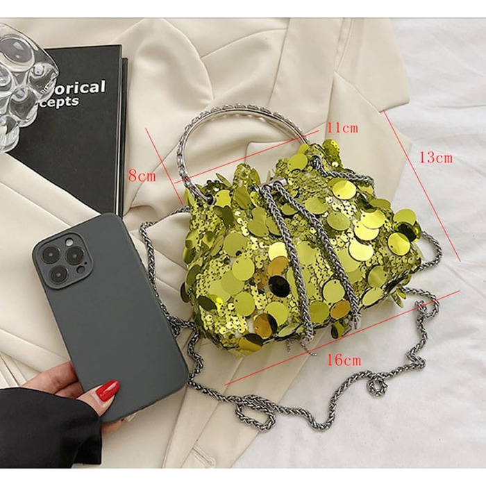 Жіноча сумочка-клатч з паєтками, елегантна вечірня сумочка на ланцюжку. Маленька крос-боді сумка для вечірки, весілля або повсякденного використання. Чорний колір.