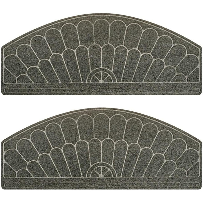 Комплект килимків для сходів, напівкруглий візерунок, нековзна підкладка з TPR, абсорбуючий поліестер для контролю вологи та зниження шуму, для використання всередині та зовні приміщень (сірий)